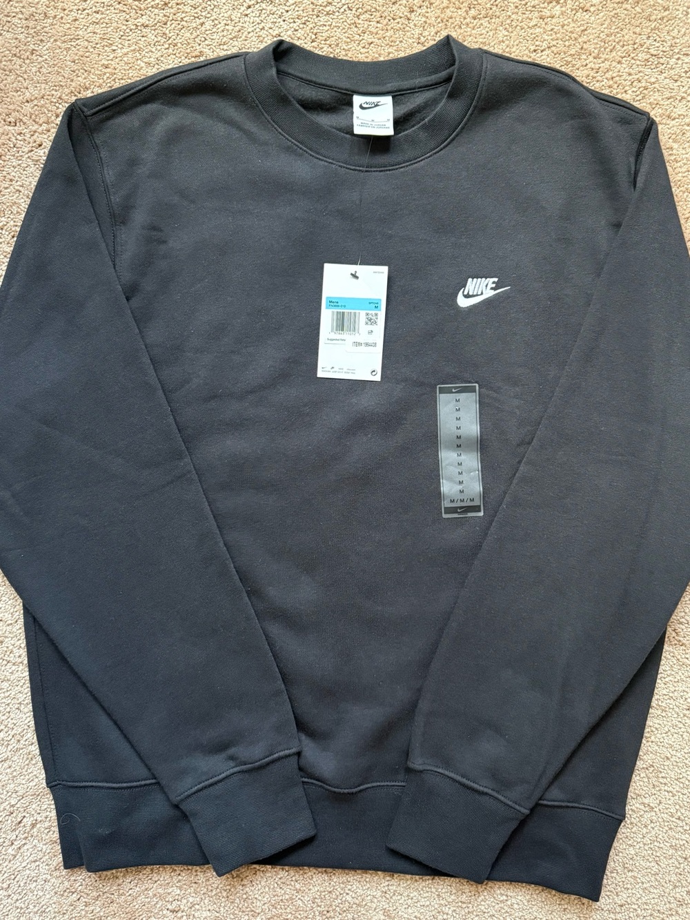 Nike Black Crewneck Sweatshirt with White Swoosh